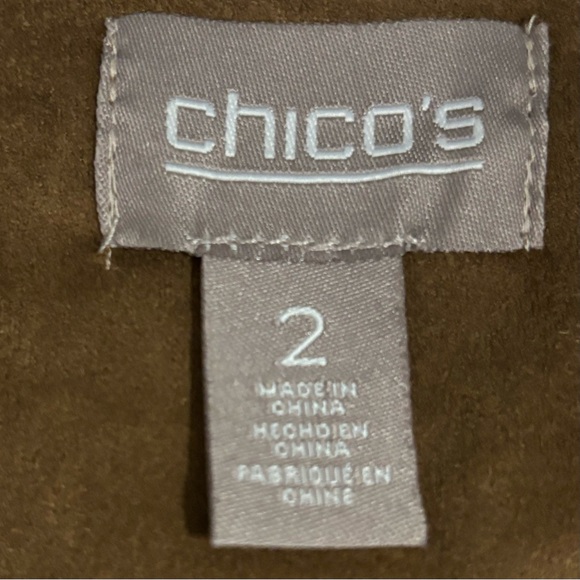 Chico’s Open front Jacket gold metal embellished (Med) 2 suede feel LIKE NEW - Picture 5 of 12
